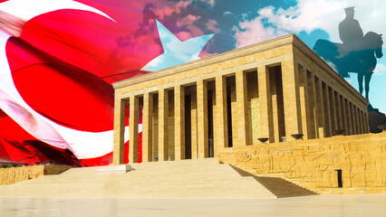 Ataturk' Mausoleum with Turkish Flag on 10th November or 10 Kasim Anitkabir