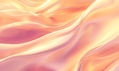 Fototapeta premium A soft, flowing abstract design in gentle peach and cream tones, resembling silky fabric or waves, evoking a serene and soothing atmosphere.