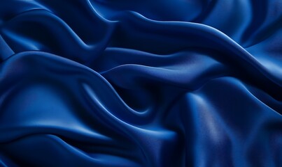 Obraz premium A close-up view of luxurious blue fabric, showcasing its smooth texture and elegant folds.