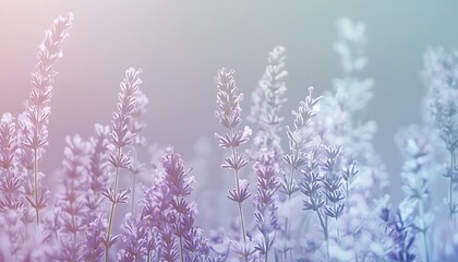 A serene, pastel-hued view of delicate flowers swaying gently, creating an ethereal and dreamy atmosphere.