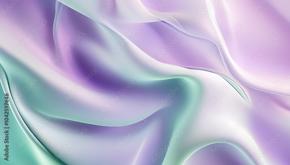 Aufkleber a soft, flowing fabric design featuring pastel colors of lavender and teal, creating a serene and ca
