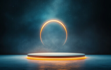Minimalist e-commerce product display table business background
