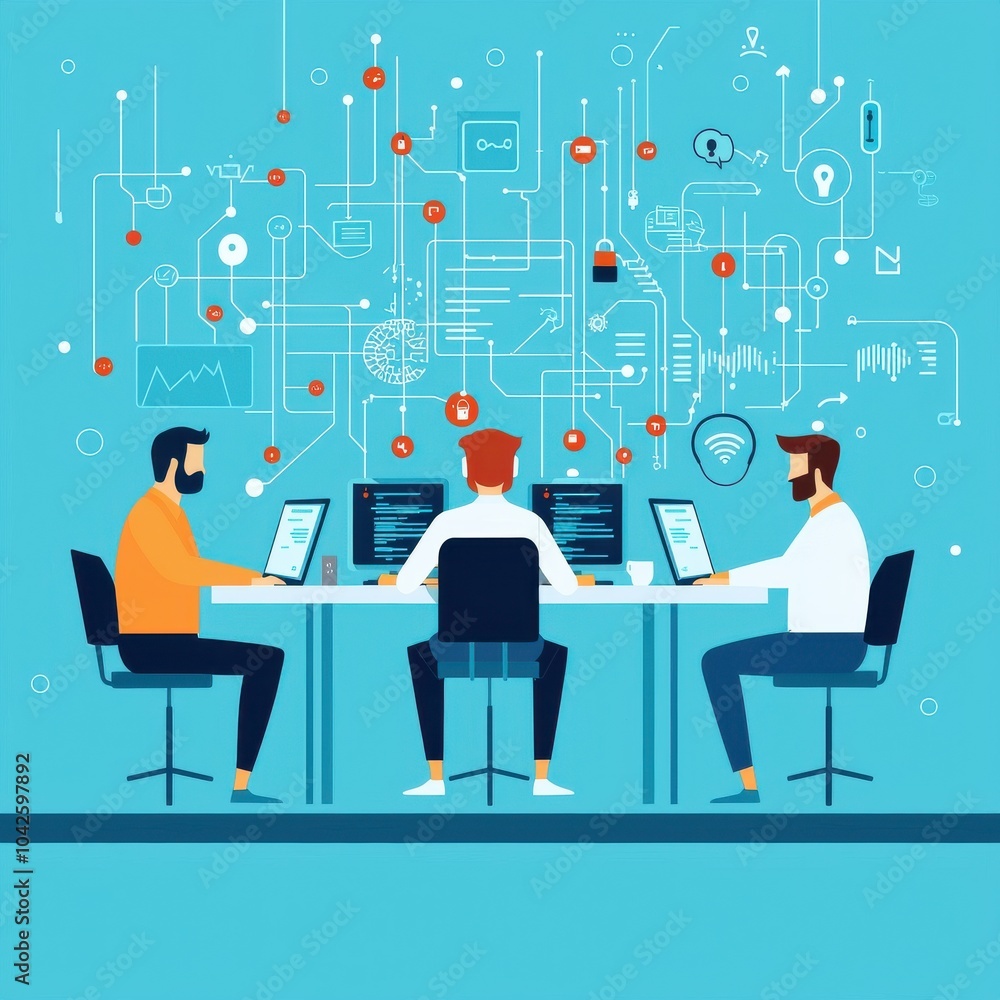 Poster multicultural it team solving cybersecurity challenges
