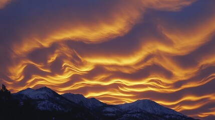 Stunning Asperitas Clouds Over Majestic Mountain Range