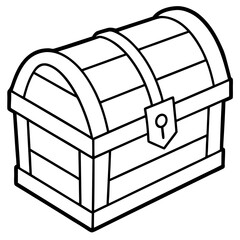 Line art of a wooden chest vector 