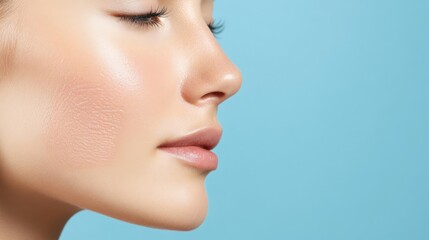 Facial scars fading into smooth, clear skin after laser treatment, highlighting skin healing and recovery