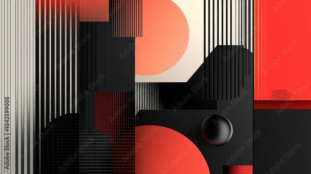 Poster bold minimalistic graphic design with linear elements
