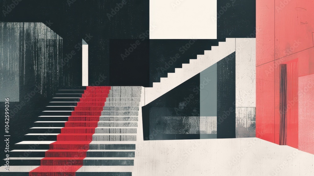 Poster minimalistic graphic design with bold lines and shapes