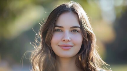 Naklejka premium Natural Portrait of a Young Woman Outdoors