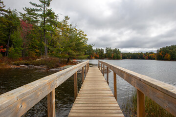 Wooden Bridge on Hardy Lake in Muskoka, Canada.