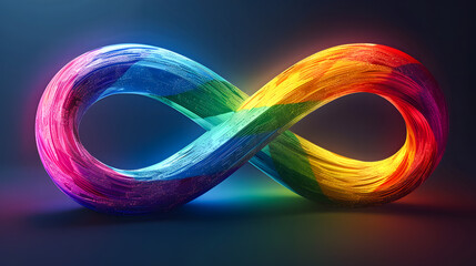 World autism awareness day background. Rainbow colored infinity symbol of autism disorder, adhd, neurodiversity