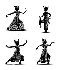 vector set silhouette of balinese traditional dancer (artwork 1)