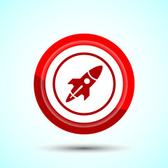 Obraz premium Rocket icon design illustration, Business start up symbol, Rocket launching sign, Red Color Button Design