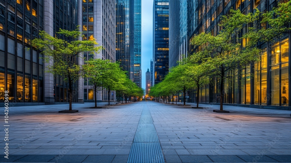 Poster urban setting with inviting atmosphere and clean lines