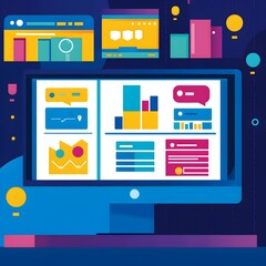 Data Analytics Dashboard On Computer Screen