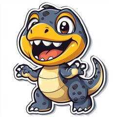 Obraz premium A cute and playful cartoon dinosaur illustration, perfect for children's books, apps, stickers, and any project that needs a dose of dino charm!