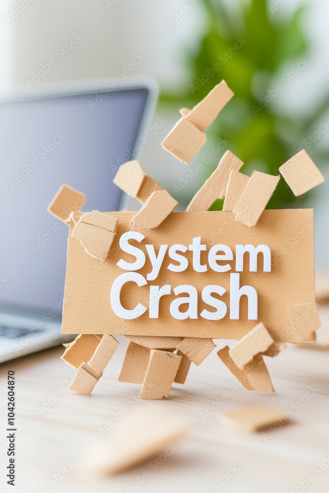 Aufkleber system crash alert macro view of digital failure on laptop screen