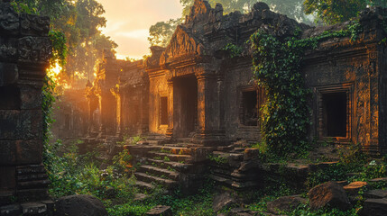 Ancient Temple Ruins at Sunrise