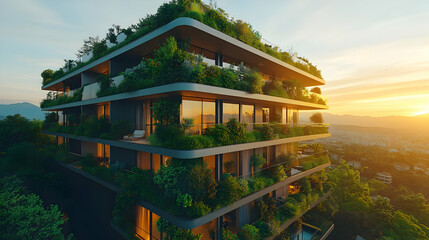Green Architecture Building 3D Illustration