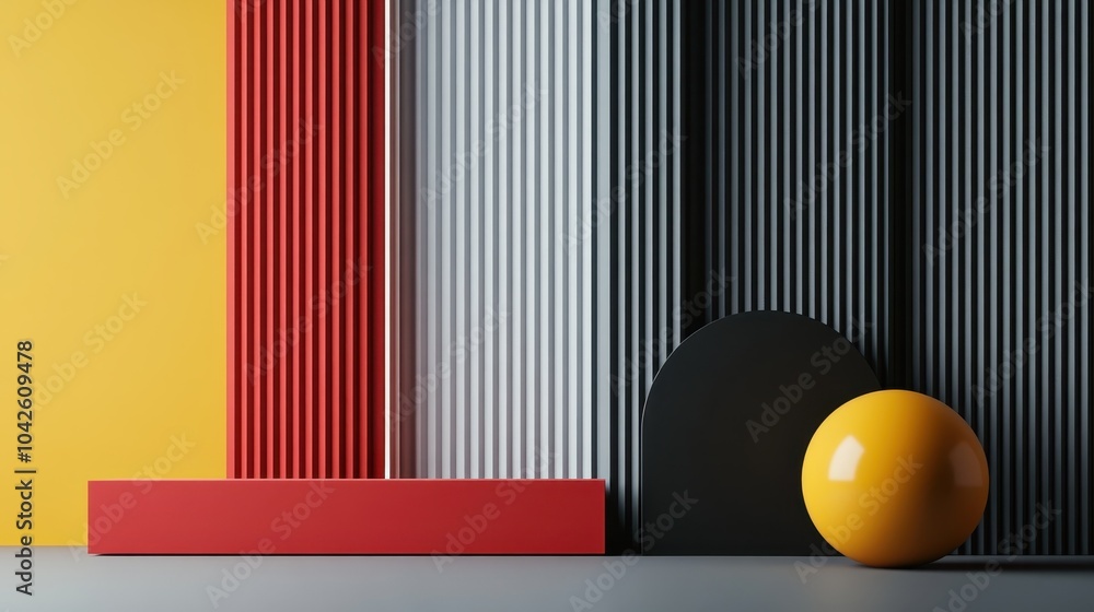 Poster bold colors and sleek linear elements in composition