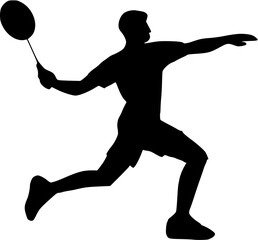 Badminton player. Silhouette of a badminton player. Vector illustration