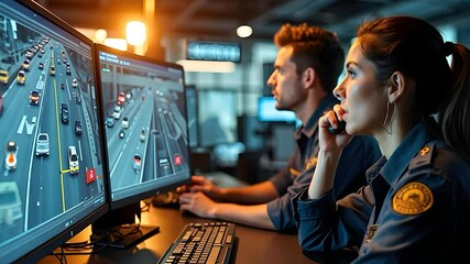 Security Guards Monitoring Security Cameras