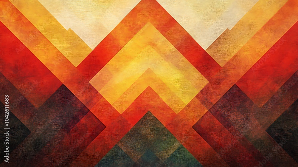 Aufkleber a vibrant geometric pattern featuring bold colors of red, orange, and yellow, creating a dynamic vis