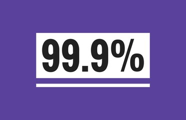 99.9% text design illustration on purple background 