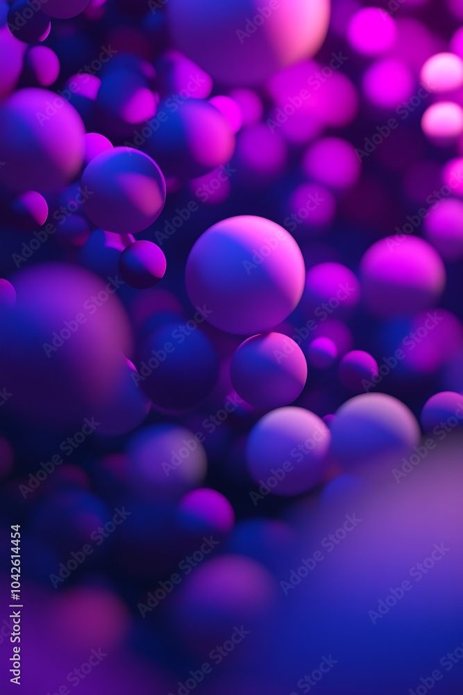 Aufkleber A vibrant abstract composition featuring clusters of spheres in shades of purple, evoking depth and a dynamic visual experience.