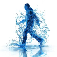 Fototapeta premium Abstract Cartoon Figure in Blue Water Splash