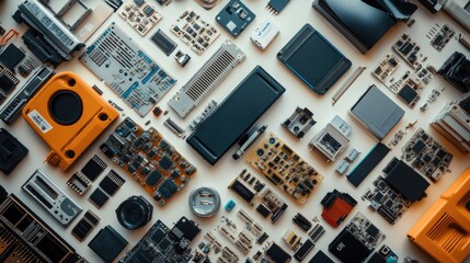 Electronic Components Spread on a Surface
