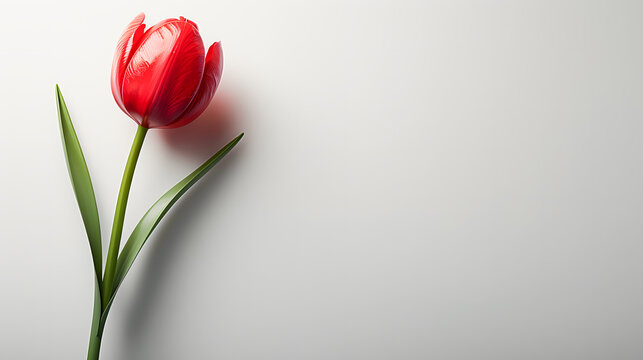 World Parkinson's Disease Day card with red tulip flower on white background, concept of awareness and support for people with Parkinson's disease