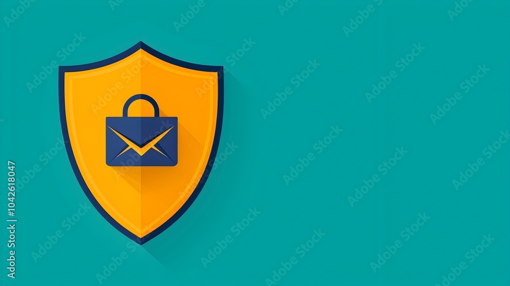 Poster email security shield protecting digital inbox with clean background