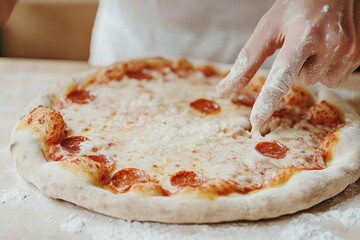 Artisanal Pizza Creation Celebrating Greasy Foods Day with Extra Cheese and Pepperoni