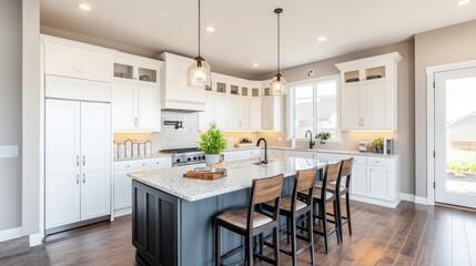 Fototapeta premium Modern Bright Kitchen with Elegant Design Features