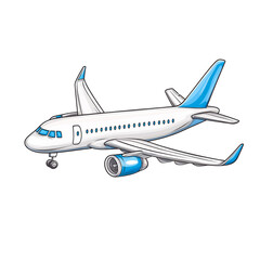 Airplane Illustration with Blue Accents