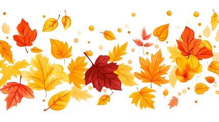 Autumn leaves, vector art, fall colors for kids