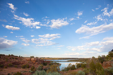 Utah scenery lake rocks blue sky