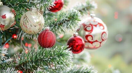 New Year decoration on the background - a festive and vibrant sight. This image showcases beautiful New Year decorations against an appealing background, bringing a sense of celebration and hope.