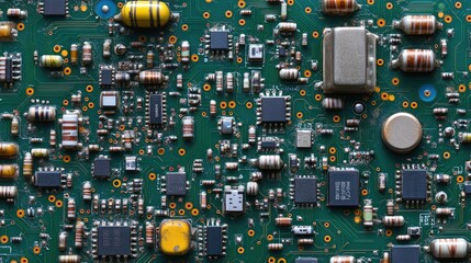 Close-Up of Electronic Circuit Board Components