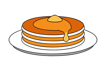 Pancakes with Syrup | isolated vector silhouette illustration on white background