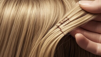 Fototapeta premium Close-Up of Hair with Hair Tie and Hand Gesture