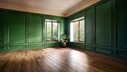 Fototapeta premium テレビ会議背景用 ZOOM会議背景用 CG ホール 部屋 ラウンジ 緑を基調にした部屋 video conferencing background for using in video conference and as a zoom background.