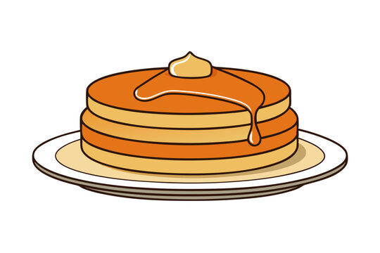 pancakes with syrup and butter on plate clip art preview