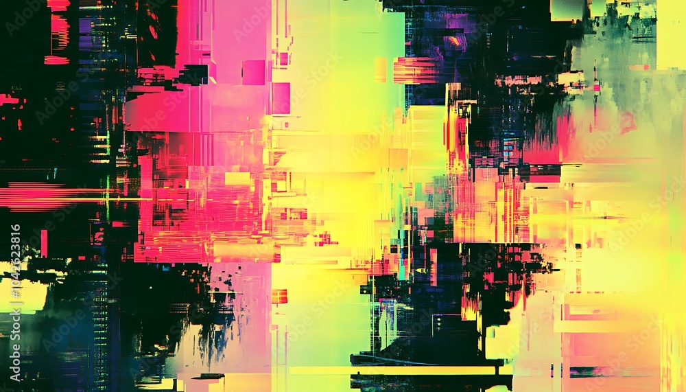 Fototapete a vibrant abstract artwork featuring a mix of bright colors and geometric shapes, creating a dynamic