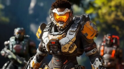Futuristic Soldier in Combat Armor  Ready for Battle  Action  Sci Fi  Video Game  Concept