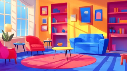 Cozy Interior with Vibrant Colors and Bright Ambiance