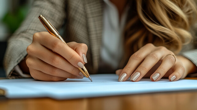 businesswoman's white-beige outfit, symbolizing professionalism and elegance. The soft colors convey a sense of calm and confidence in a corporate environment
