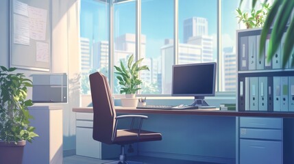 Bright and Spacious Office Setting with Modern Design