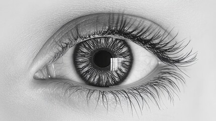 Close up Black and White Photo of Human Eye with Eyelashes